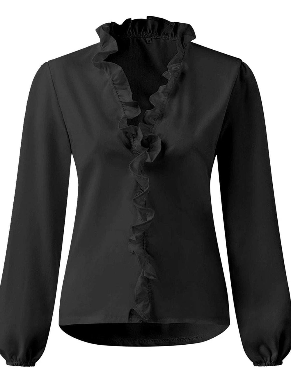 Full Size Ruffled V-Neck Long Sleeve Blouse - Trendsi - Flyclothing LLC