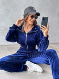 Zip Up Long Sleeve Cropped Top and Joggers Set - Trendsi - Flyclothing LLC