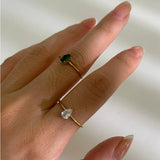 2-Piece 18K Gold-Plated Inlaid Zircon Open Ring - Trendsi - Flyclothing LLC