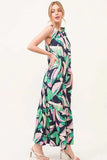 And The Why Botanical Printed Halterneck Tiered Maxi Dress - Trendsi - Flyclothing LLC