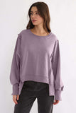 Exposed Seam High-Low Long Sleeve Sweatshirt - Trendsi - Flyclothing LLC