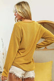 BiBi Wavy Two Tone Rib Notch Neck Patch Pocket Top - Trendsi - Flyclothing LLC