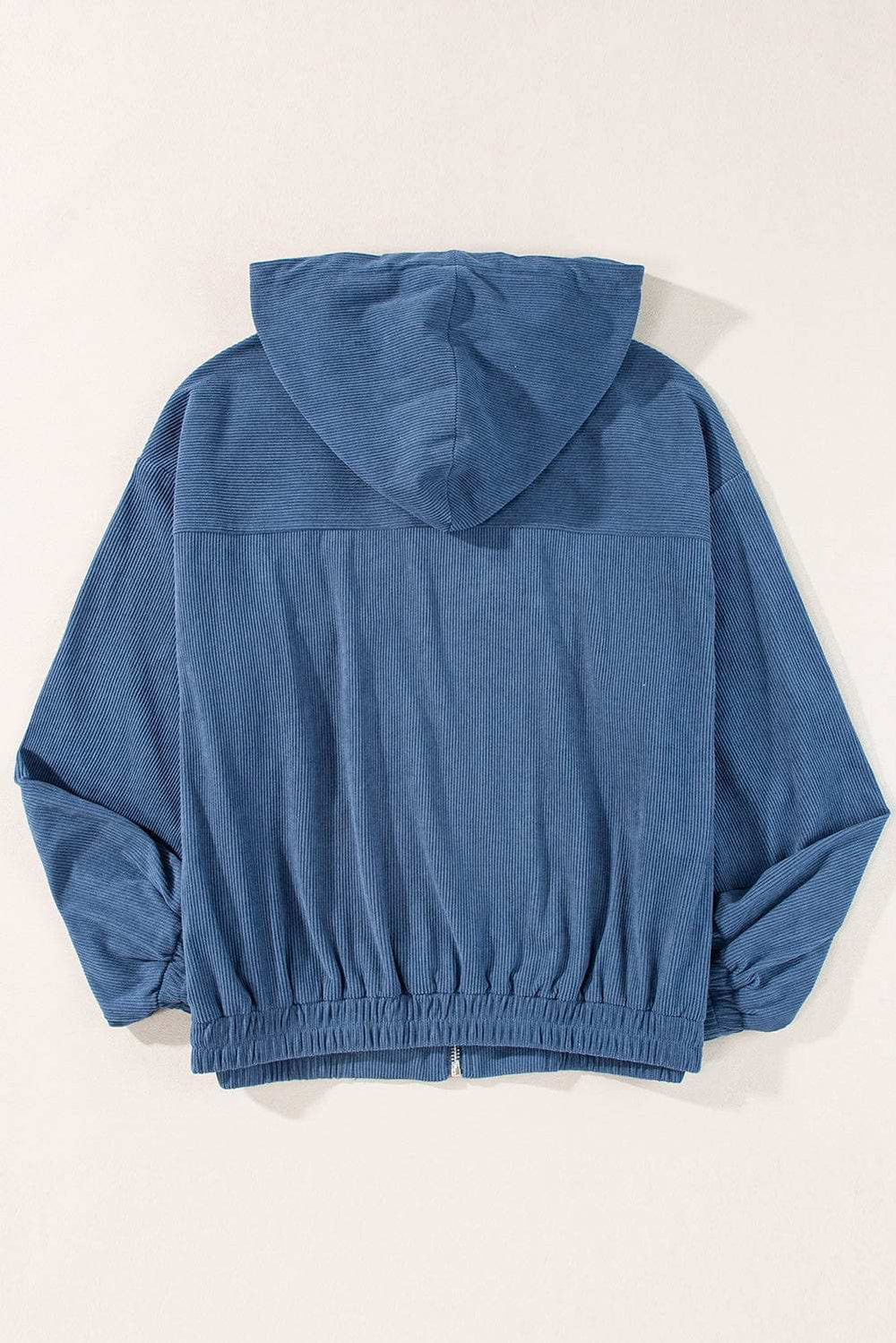 Pocketed Zip Up Long Sleeve Hooded Jacket - Trendsi - Flyclothing LLC