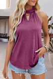 Tied Cutout Grecian Neck Tank - Trendsi - Flyclothing LLC
