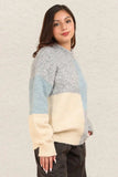 VERY J Color Block Mock Neck Drop Shoulder Sweater - Trendsi - Flyclothing LLC