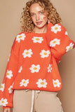 POL Daisy Pattern Drop Shoulder Sweater - Trendsi - Flyclothing LLC