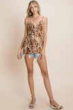 BiBi Leopard Printed Gauze Knit Twist Front Detailed Cami - Trendsi - Flyclothing LLC