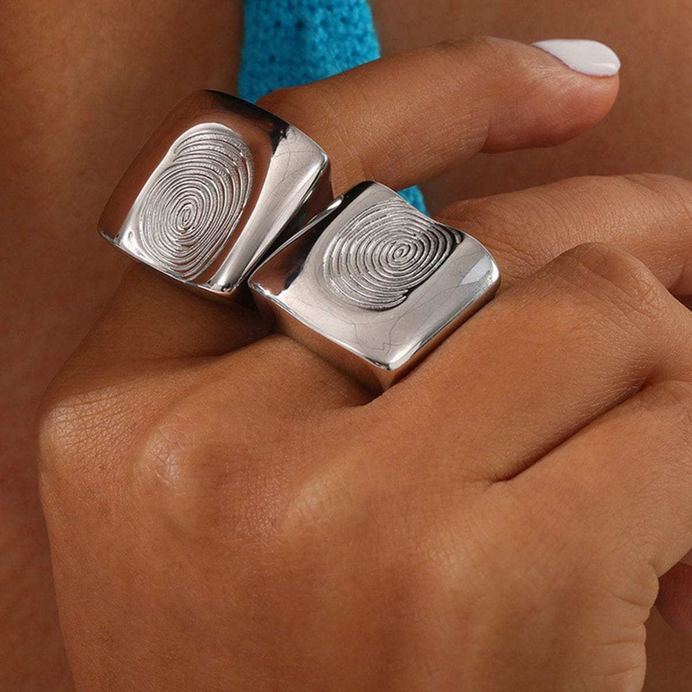 Titanium Steel Fingerprint Signet Ring - Trendsi - Flyclothing LLC
