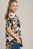 Umgee Full Size Two Tone Print Button Down Top with Hidden Plackets Plus Size - Trendsi - Flyclothing LLC