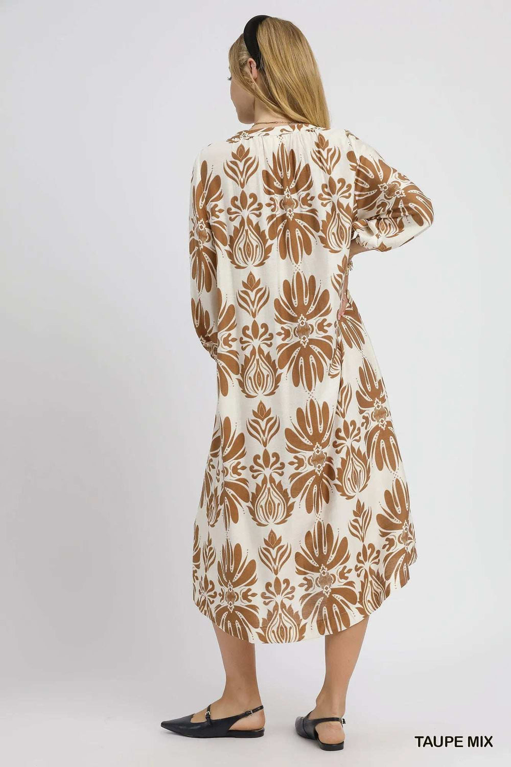 Umgee Mix Abstract Floral Print Midi Dress - Trendsi - Flyclothing LLC