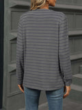 Striped Henley T-Shirt with Button Detail - Trendsi - Flyclothing LLC