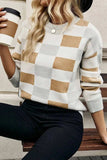 Color Block Round Neck Sweater - Trendsi - Flyclothing LLC