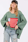 SAGE + FIG Full Size American Flag Patch Drop Shoulder T-Shirt - Trendsi - Flyclothing LLC