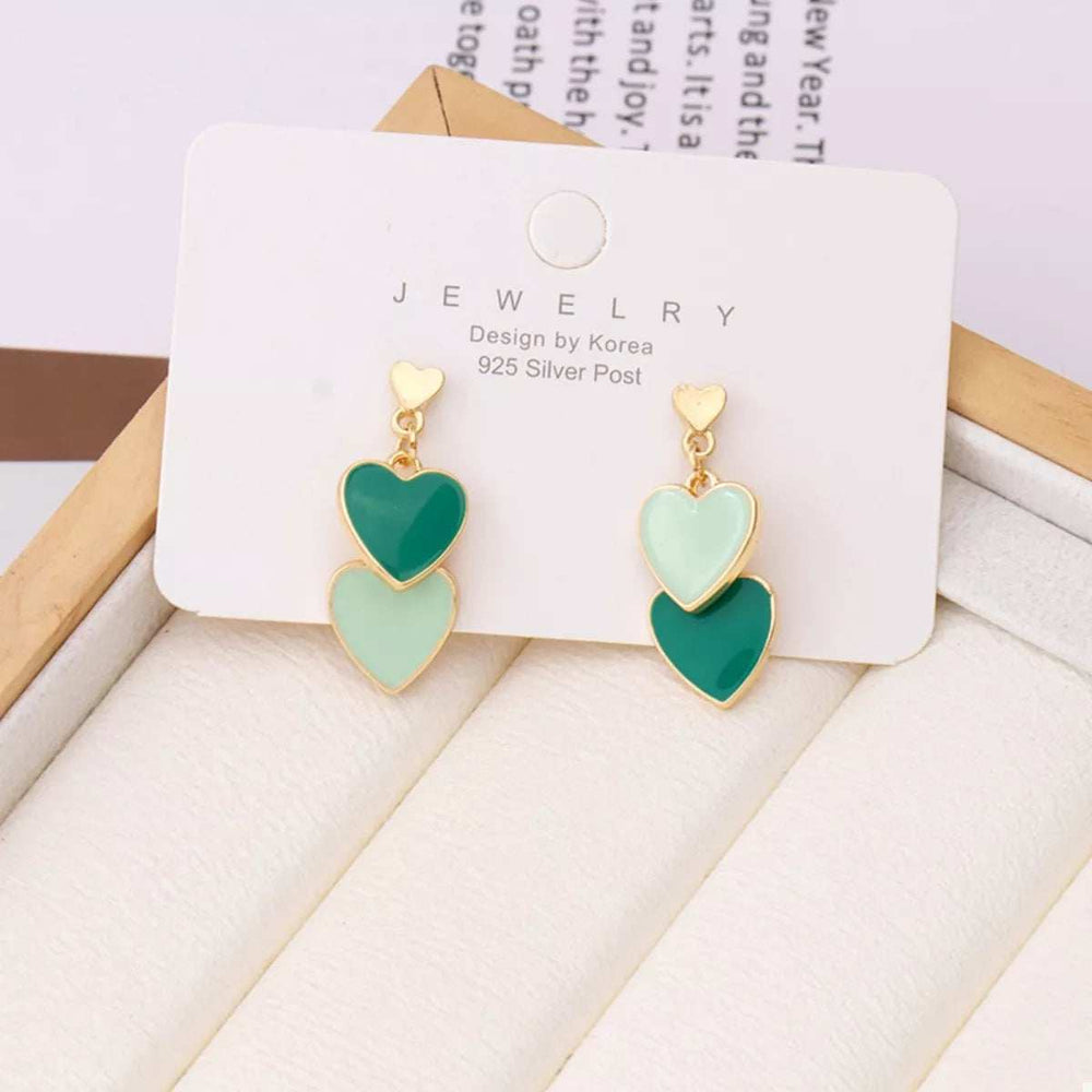 Sweet Doubl Heart Drop Earrings - Trendsi - Flyclothing LLC
