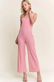 ADORA Ribbed V-Neck Wide Leg Jumpsuit with Pockets - Trendsi - Flyclothing LLC