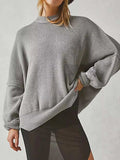 Round Neck Long Sleeve Sweater - Trendsi - Flyclothing LLC