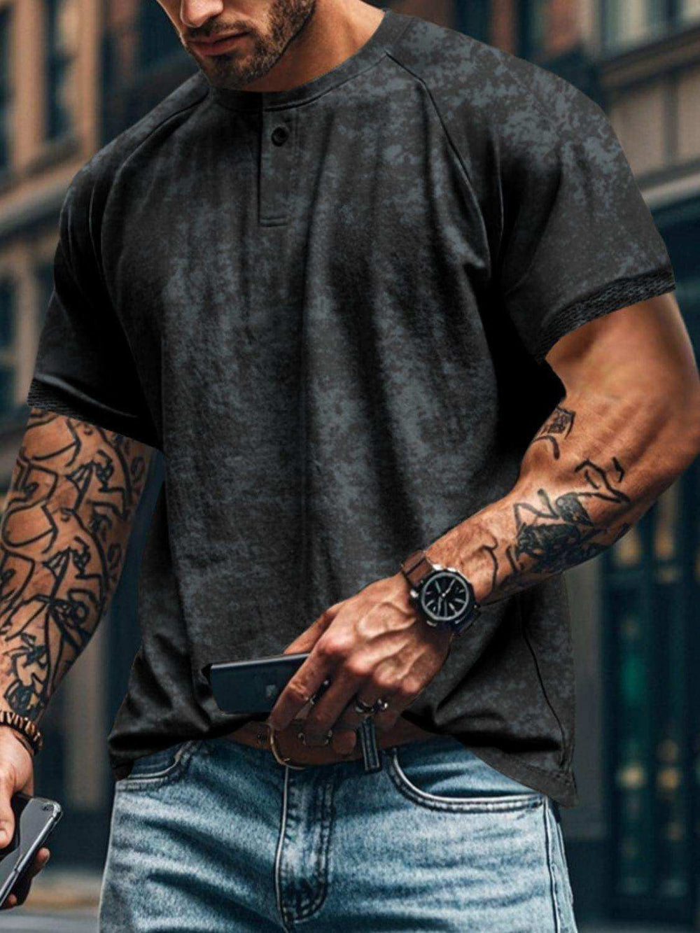 Men's Full Size Round Neck Short Sleeve T-Shirt Plus Size - Trendsi - Flyclothing LLC