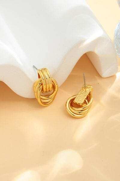 Gold-Plated Knotted Stud Earrings - Trendsi - Flyclothing LLC