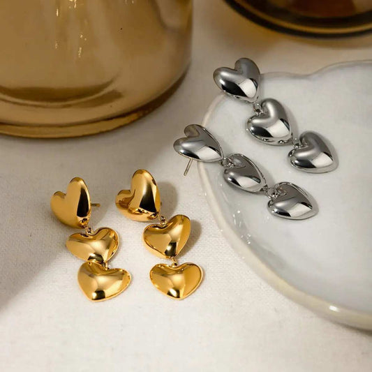 Stainless Steel Heart Earrings - Trendsi - Flyclothing LLC