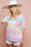 BiBi Rainbow Stripe Printed Triblend Knit Top - Trendsi - Flyclothing LLC