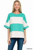 Zenana French Terry Color Block Exposed Seam Top - Trendsi - Flyclothing LLC