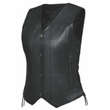 Belle - Ladies 10 Pocket Leather Vest - Unik Just for Bikers - Flyclothing LLC