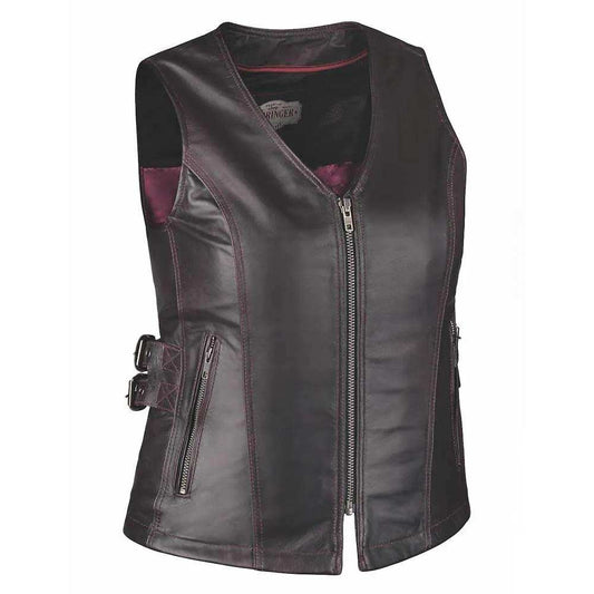 Betty- Ladies Premium Leather Vest - Unik Just for Bikers - Flyclothing LLC