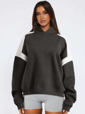 Contrast Dropped Shoulder Long Sleeve Hoodie - Trendsi - Flyclothing LLC