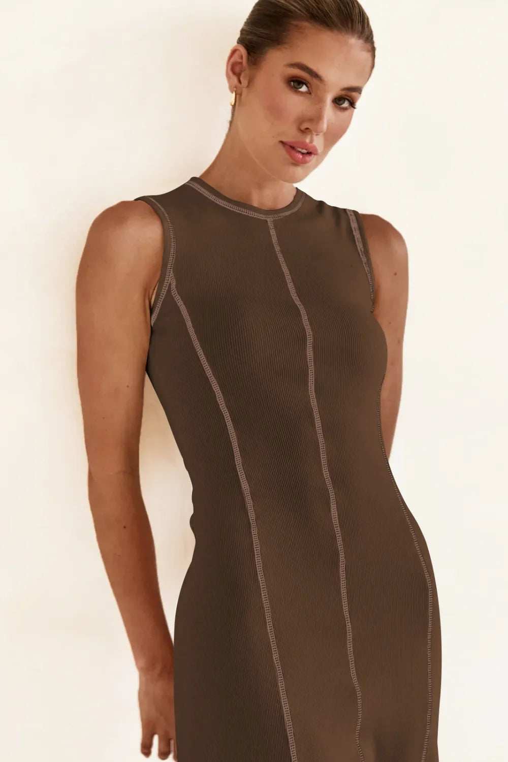 Contrast Stitching Maxi Tank Dress - Trendsi - Flyclothing LLC