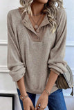 Quarter Buttoned Long Sleeve Blouse - Trendsi - Flyclothing LLC
