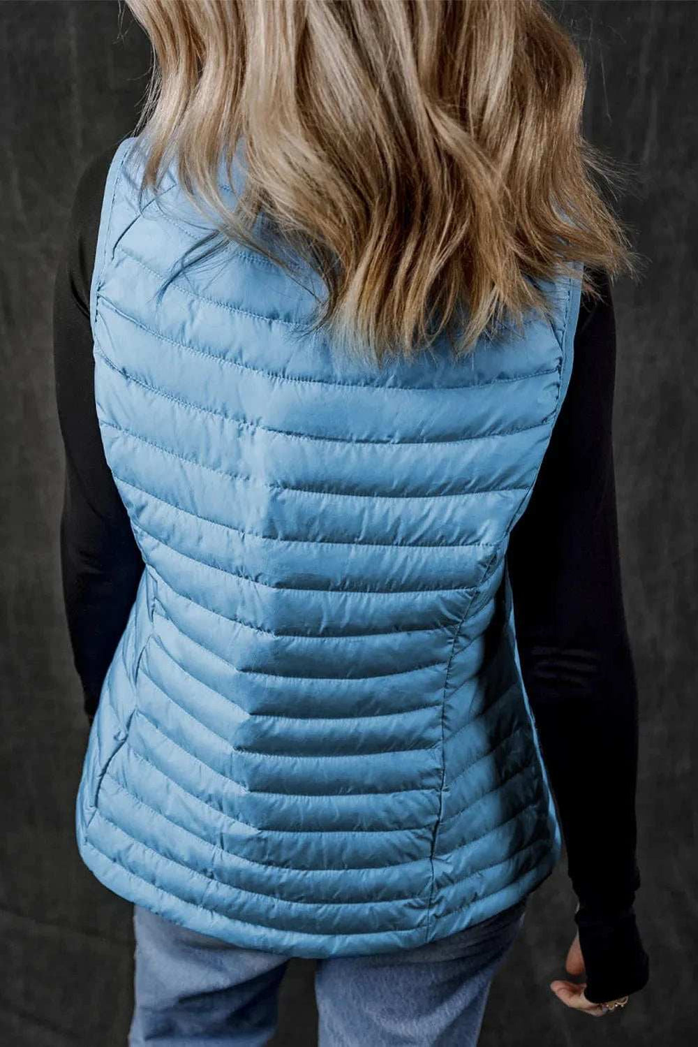 Pocketed Zip Up Vest Coat - Trendsi - Flyclothing LLC