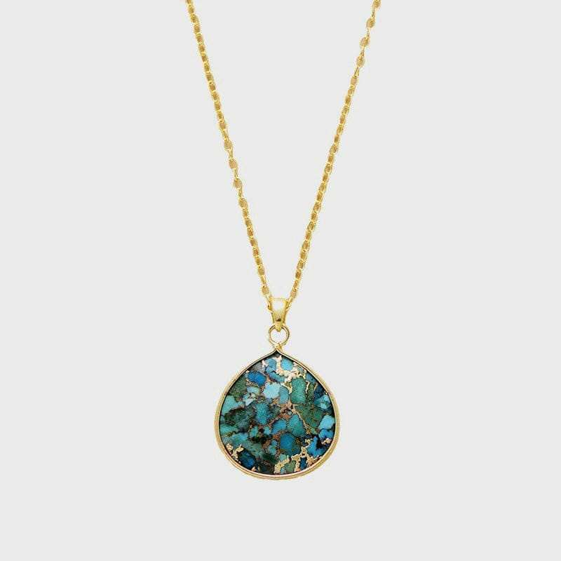 Turquoise Chain Pendant Necklace - Trendsi - Flyclothing LLC