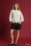 Umgee Linen Long Sleeve Top with Drawstring - Trendsi - Flyclothing LLC