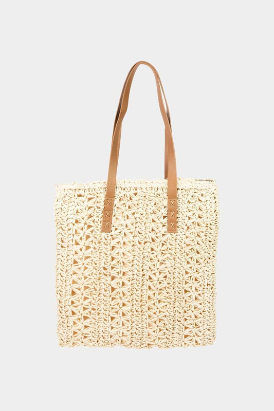 Fame Straw Braided Tote Bag - Trendsi - Flyclothing LLC