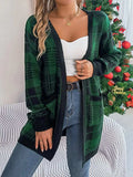 Plaid Open Front Long Sleeve Cardigan - Trendsi - Flyclothing LLC