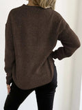 Textured Knit Relaxed Fit Round Neck Sweater - Trendsi - Flyclothing LLC