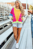 Color Block Round Neck Long Sleeve Top - Trendsi - Flyclothing LLC