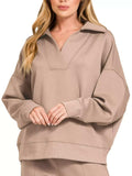 Zenana Scuba Collared Pullover and Pants Set - Trendsi - Flyclothing LLC