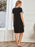 Contrast Stitching Contrast Short Sleeve Dress - Trendsi - Flyclothing LLC