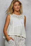 POL Round Neck Sleeveless Top with Crochet Contrast - Trendsi - Flyclothing LLC
