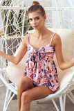 BiBi Floral Printed Jersey Knit with Tie Ribbon Front - Trendsi - Flyclothing LLC