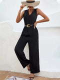 Sleeveless V-Neck Wide Leg Jumpsuit - Trendsi - Flyclothing LLC