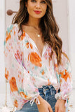 Printed Tie Neck Long Sleeve Blouse - Trendsi - Flyclothing LLC
