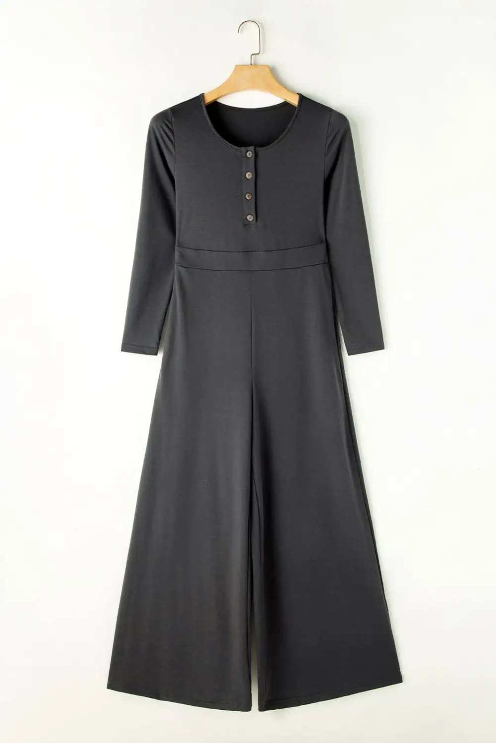 Pocketed Long Sleeve Wide Leg Jumpsuit - Trendsi - Flyclothing LLC