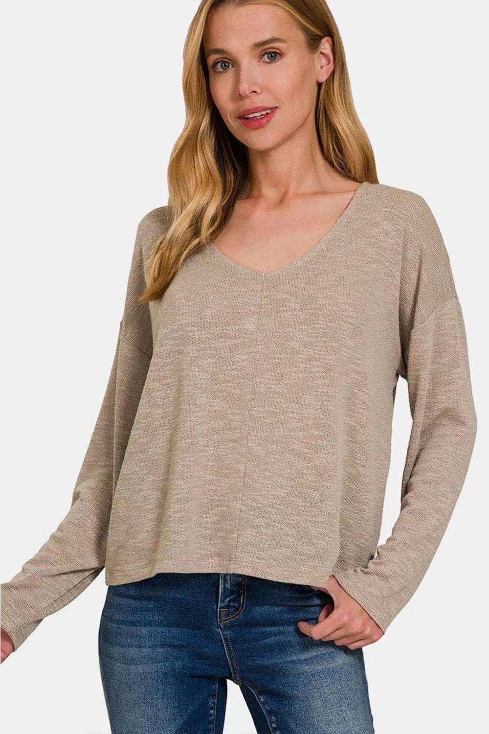 Zenana Dropped Shoulder Long Sleeve T-Shirt - Trendsi - Flyclothing LLC
