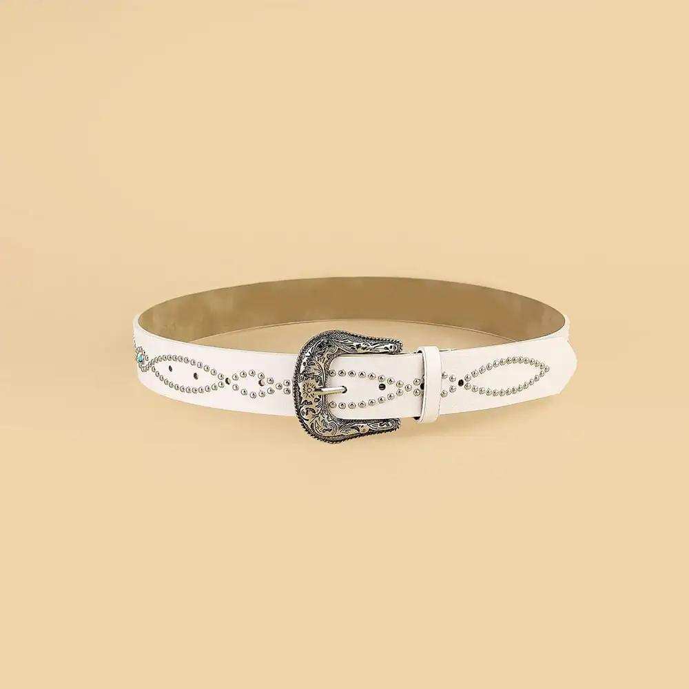 PU Leather Rhinestone Belt - Trendsi - Flyclothing LLC