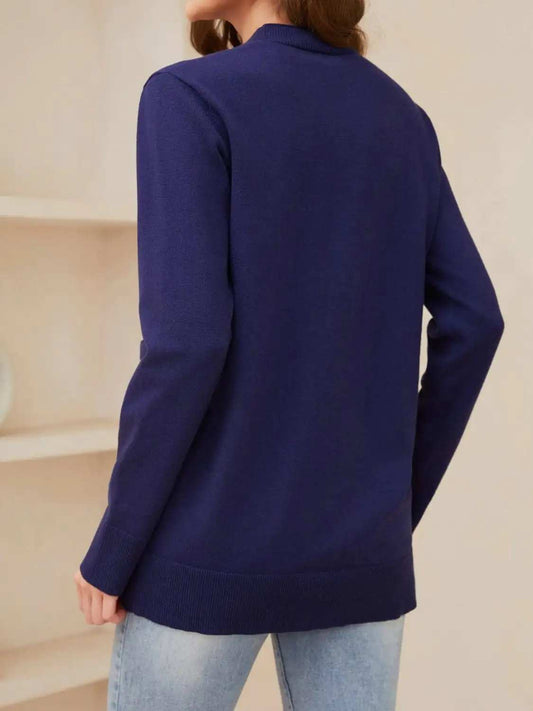 Pocketed Button Up Long Sleeve Cardigan - Trendsi - Flyclothing LLC
