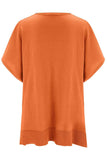 Slit V-Neck Half Sleeve Knit Top - Trendsi - Flyclothing LLC