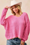BiBi V-Neck Sweater with Colorful Trim - Trendsi - Flyclothing LLC