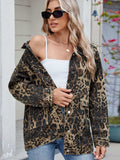 Leopard Button Up Drop Shoulder Denim Jacket - Trendsi - Flyclothing LLC